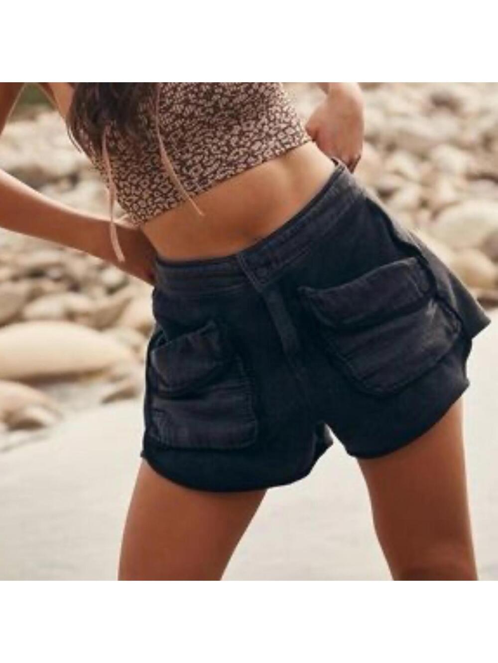 Free People Movement Timko Black Athletic Shorts
